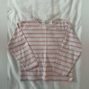 Zara Kids Pink and White Striped Long Sleeve Tee